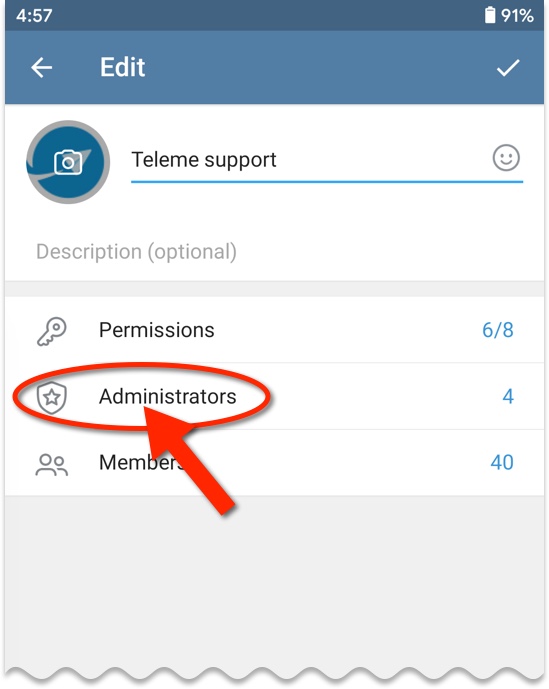 tap Administrators menu